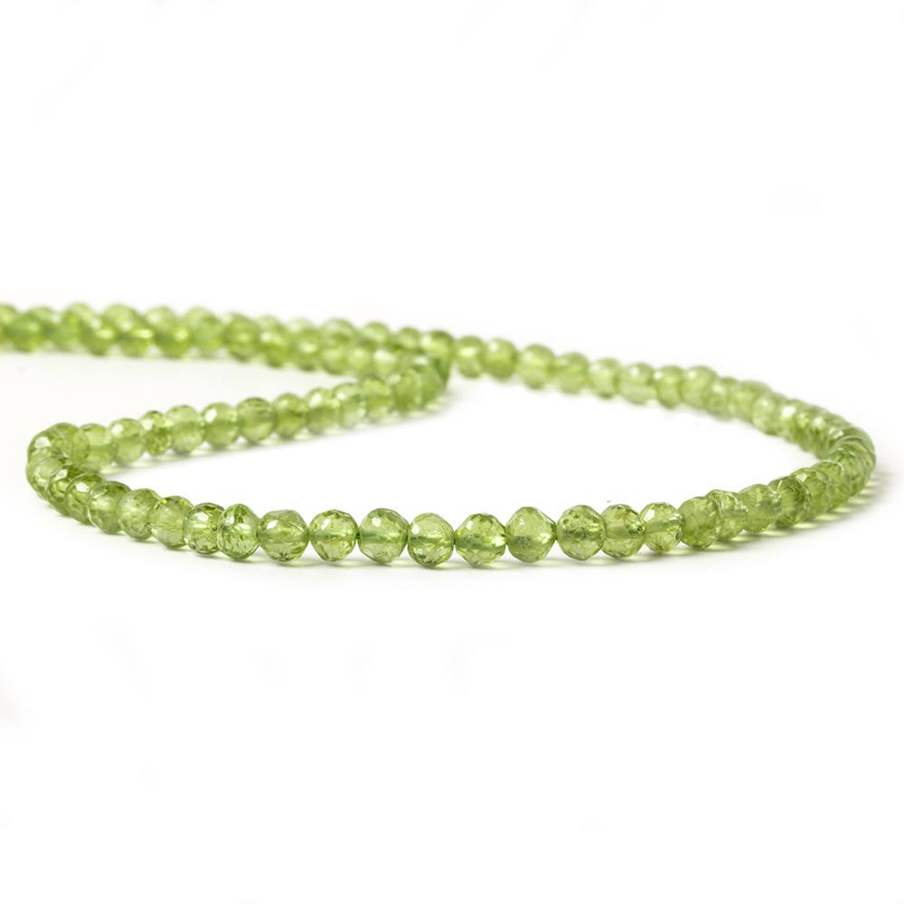 3.5-4mm Peridot Faceted Round Beads 13 inch 93 pieces - Beadsofcambay.com