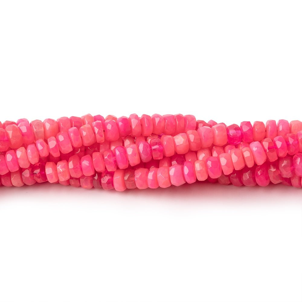 3.5-4mm Pink Ethiopian Opal Faceted Rondelle Beads 16 inch 186 pieces - Beadsofcambay.com