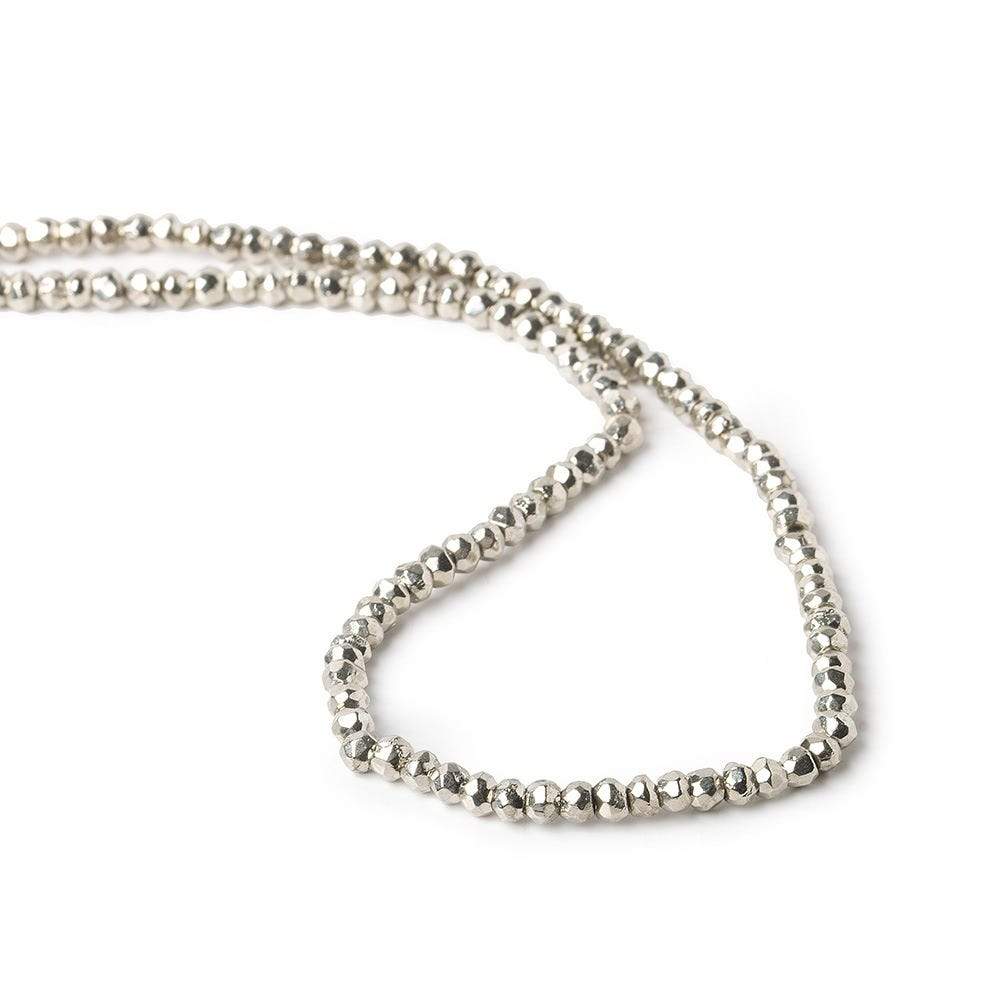 3.5-4mm Platinum Silver plated Pyrite Faceted Rondelle Beads 13 inch 109 pcs - Beadsofcambay.com