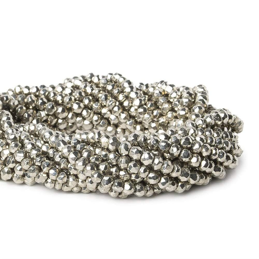3.5-4mm Platinum Silver plated Pyrite Faceted Rondelle Beads 13 inch 109 pcs - Beadsofcambay.com
