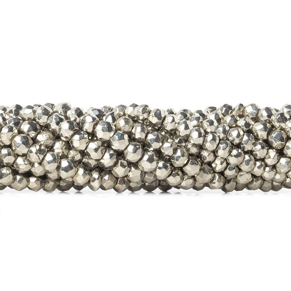 3.5-4mm Platinum Silver plated Pyrite Faceted Rondelle Beads 13 inch 109 pcs - Beadsofcambay.com