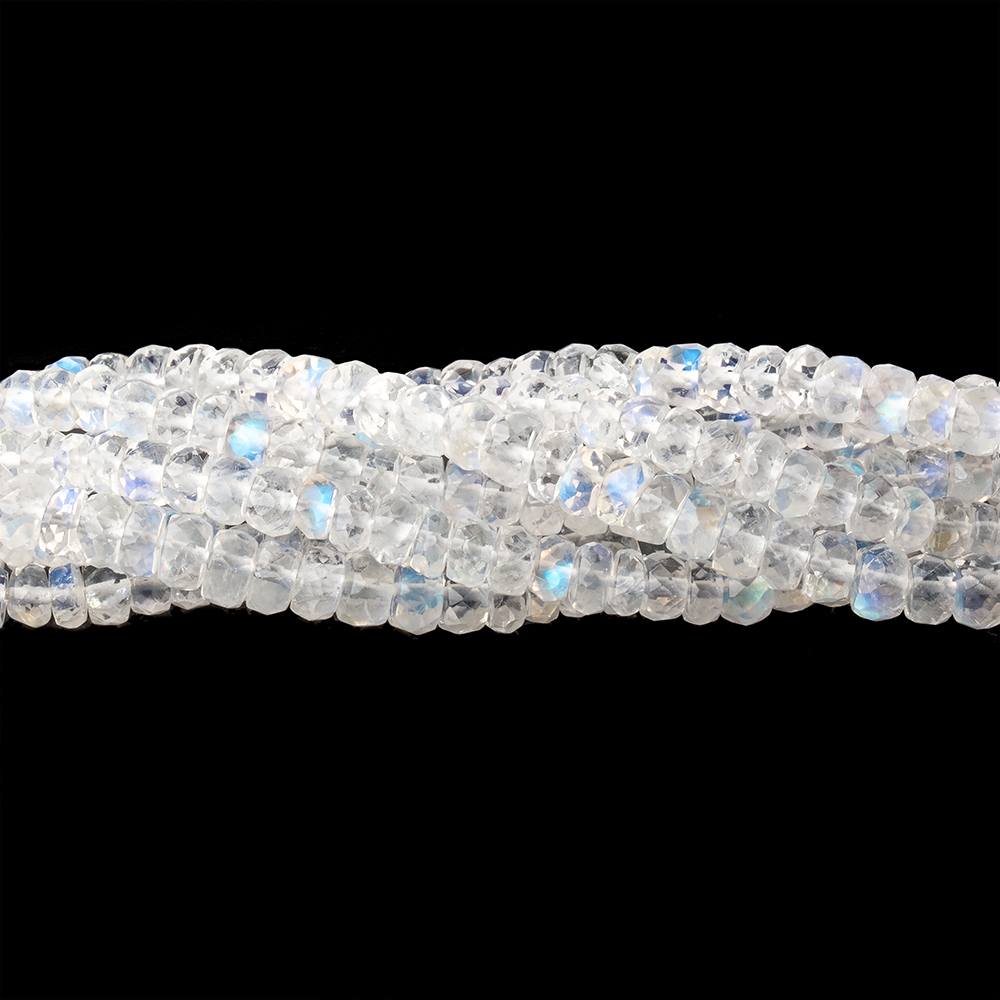 3.5-4mm Rainbow Moonstone Faceted Rondelle Beads 8.5 inch 86 pieces AAA - Beadsofcambay.com
