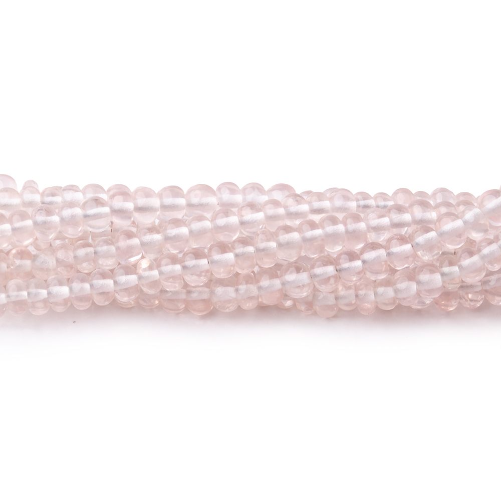 3.5-4mm Rose Quartz Plain Rondelle Beads 16 inch 163 pieces - Beadsofcambay.com