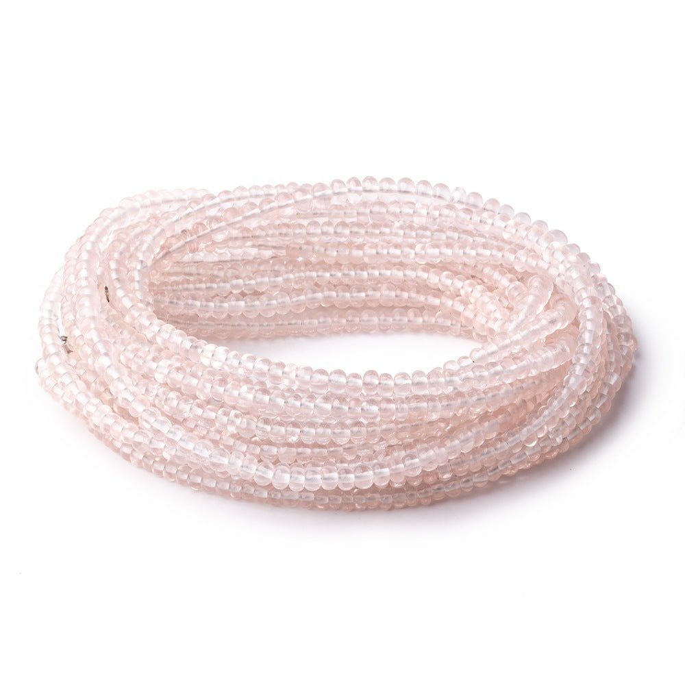 3.5-4mm Rose Quartz Plain Rondelle Beads 16 inch 163 pieces - Beadsofcambay.com