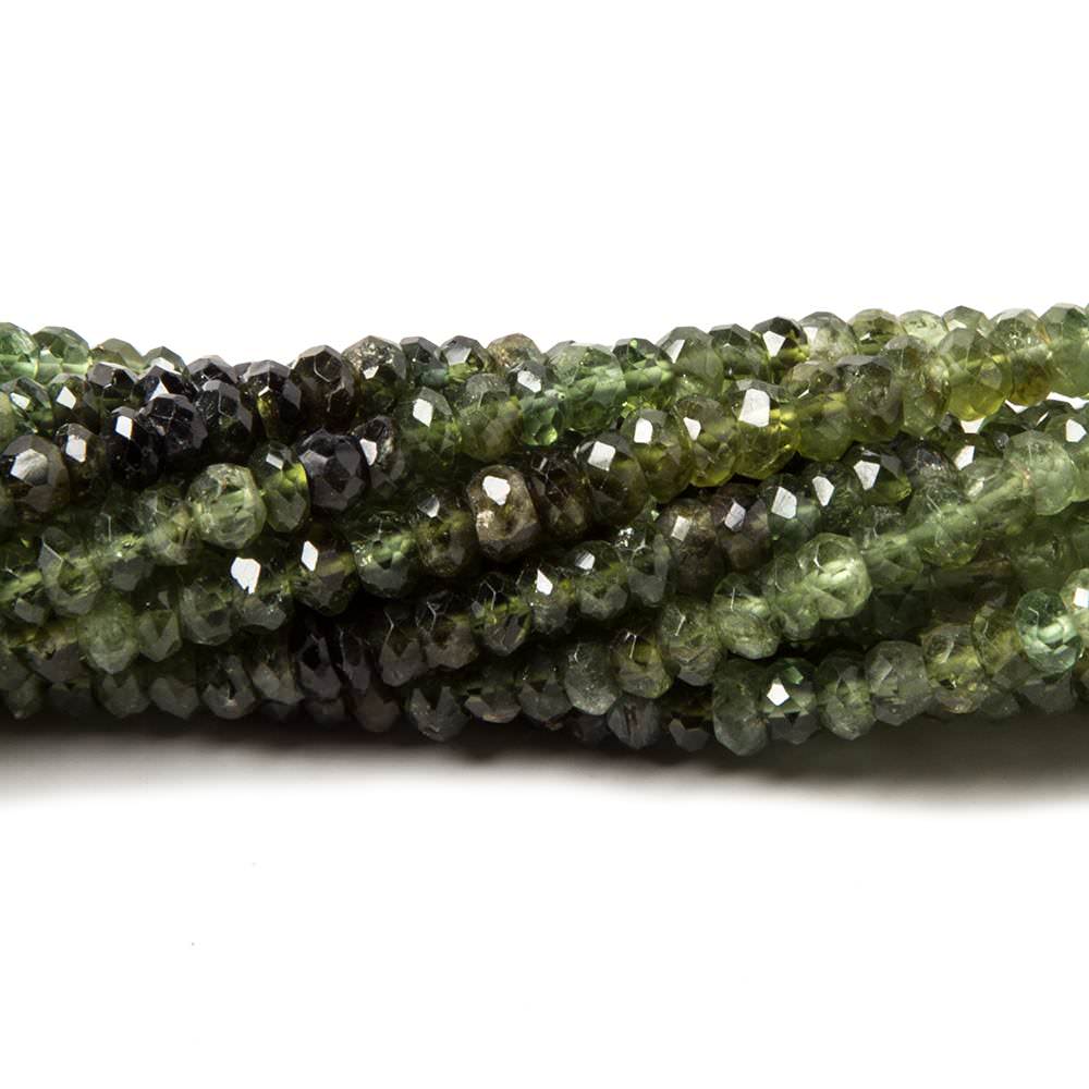 3.5-4mm Shaded Green Tourmaline faceted rondelle beads 14 inch 165 pieces - Beadsofcambay.com