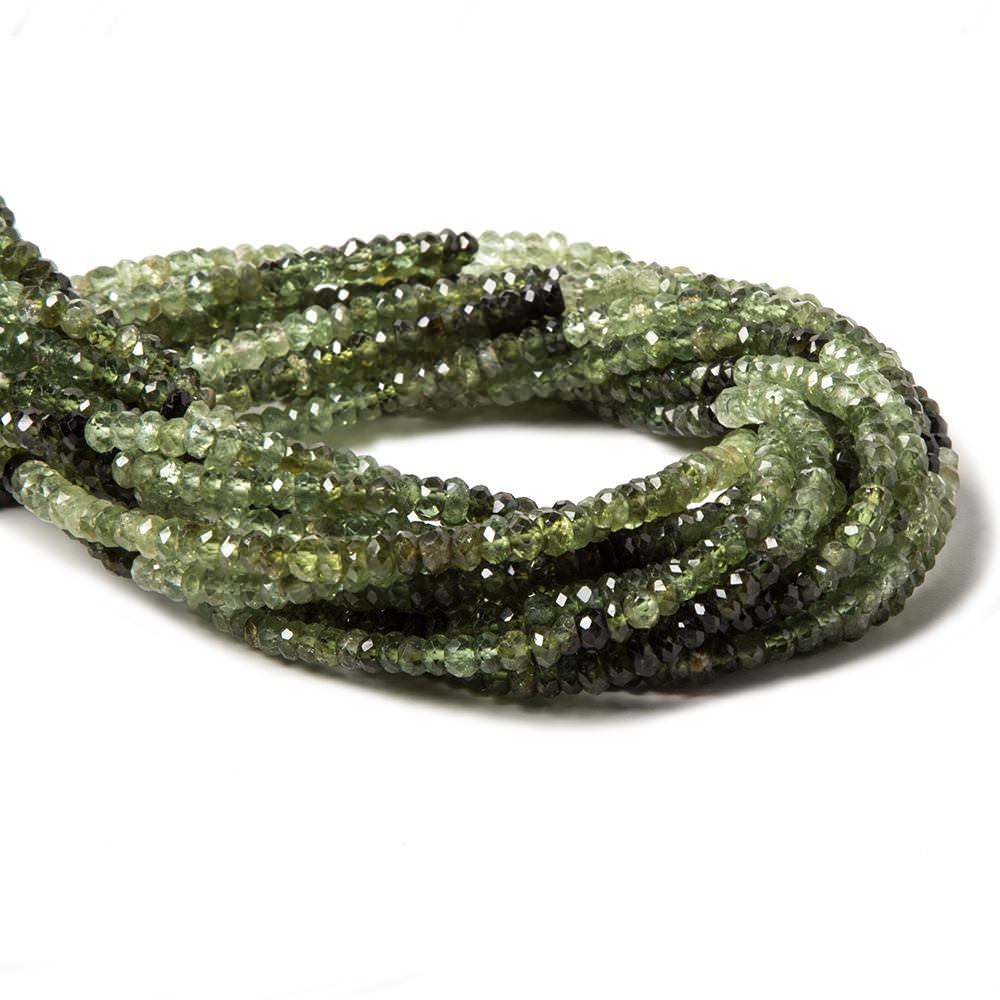 3.5-4mm Shaded Green Tourmaline faceted rondelle beads 14 inch 165 pieces - Beadsofcambay.com