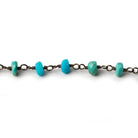3.5-4mm Sleeping Beauty Turquoise faceted rondelle Black Gold .925 Silver Chain by the foot - Beadsofcambay.com