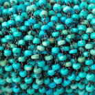 3.5-4mm Sleeping Beauty Turquoise faceted rondelle Black Gold .925 Silver Chain by the foot - Beadsofcambay.com