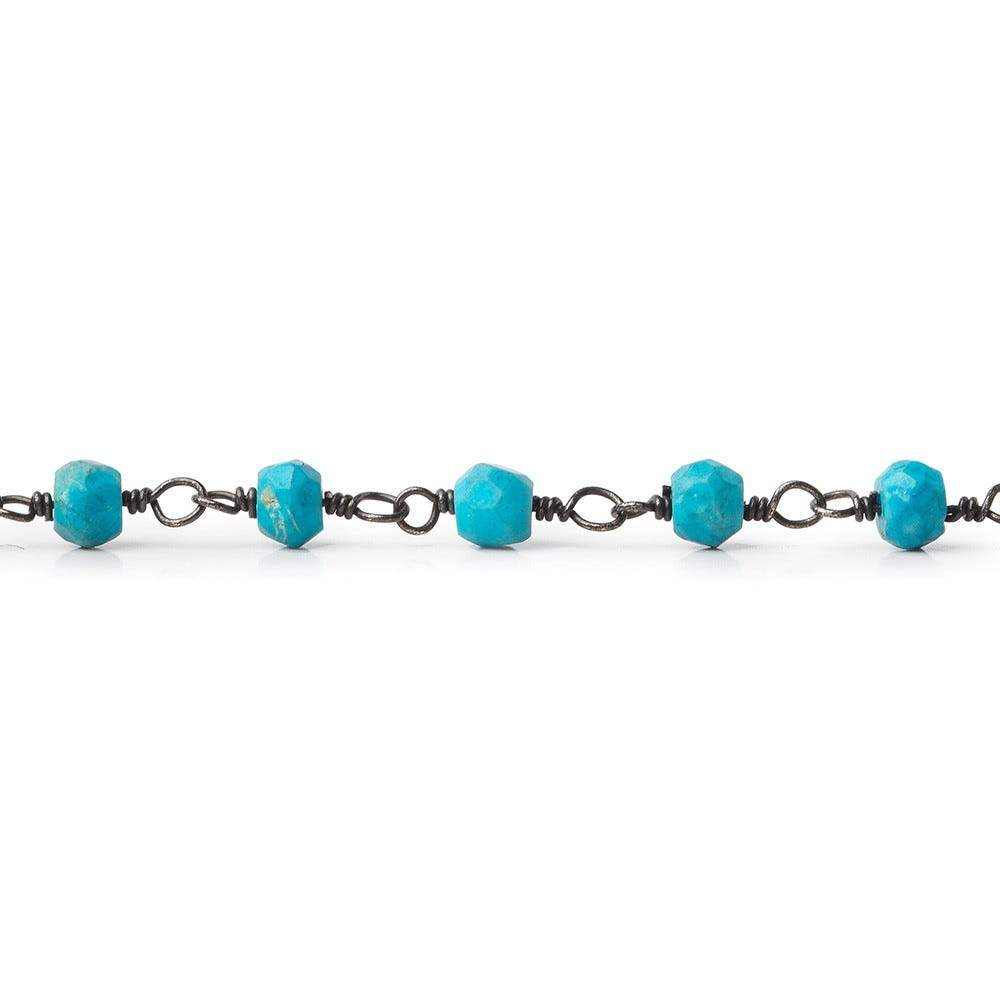 3.5-4mm Turquoise Howlite Black Gold Chain by the foot 37 pcs - Beadsofcambay.com