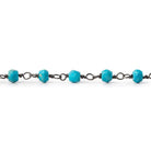 3.5-4mm Turquoise Howlite Black Gold Chain by the foot 37 pcs - Beadsofcambay.com