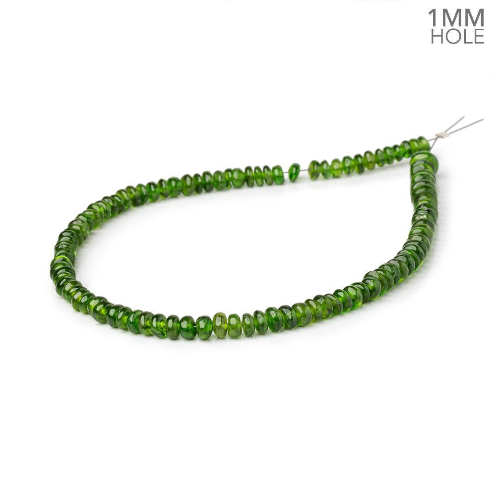 3.5-5.5mm Chrome Diopside Plain Rondelles 9 inch 100 Beads 1mm Drill Hole - Beadsofcambay.com