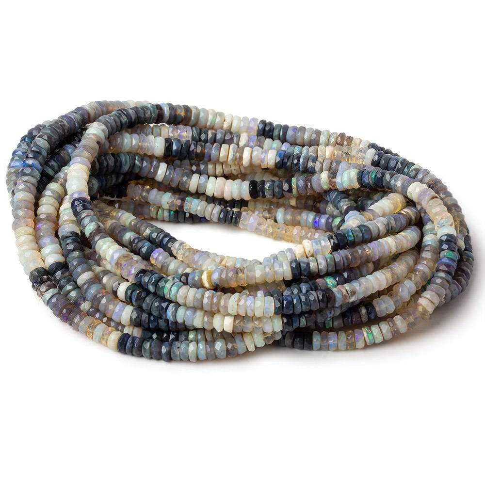 3.5-5.5mm Multi Color Australian Opal faceted rondelle beads 18 inch 180 pieces AA - Beadsofcambay.com