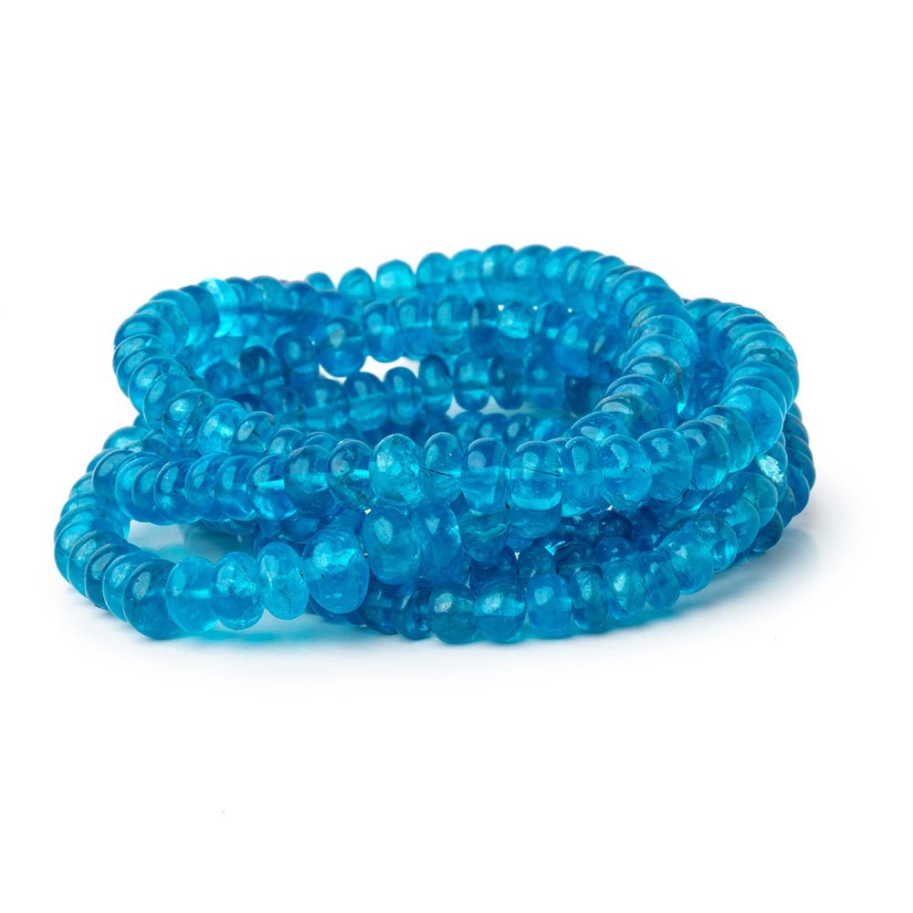 3.5-5.5mm Neon Blue Apatite Plain Rondelle Beads 17.5 inch 145 pieces AA - Beadsofcambay.com
