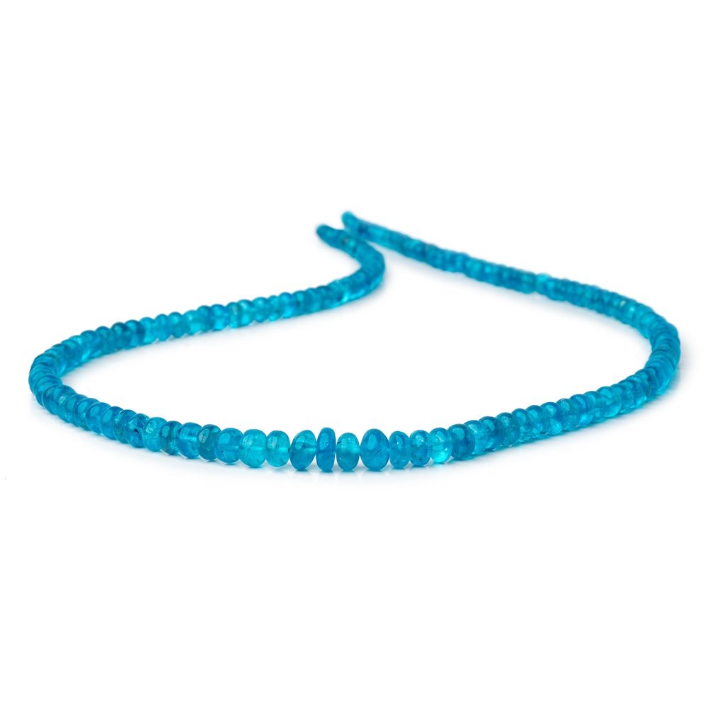 3.5-5.5mm Neon Blue Apatite Plain Rondelle Beads 17.5 inch 145 pieces AA - Beadsofcambay.com