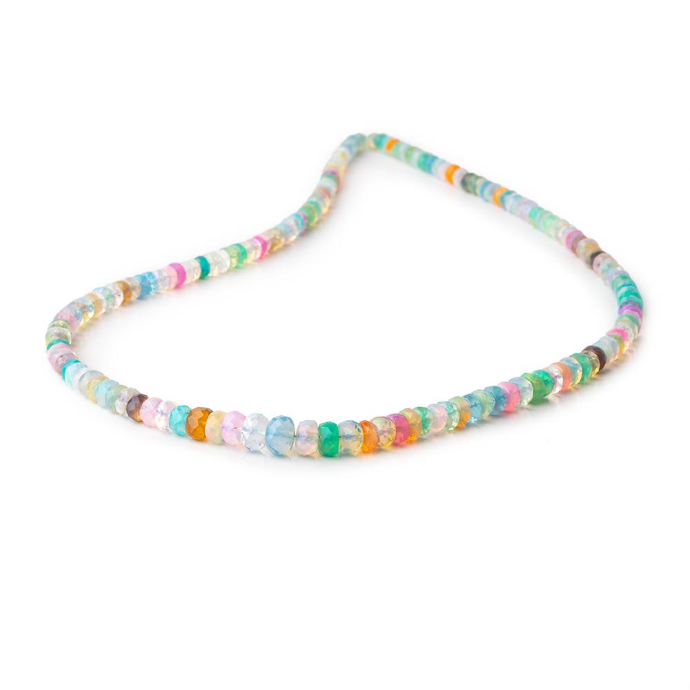 3.5-5.5mm Neon Multi Color Ethiopian Opal Faceted Rondelles 16 inch 172 Beads AA - Beadsofcambay.com
