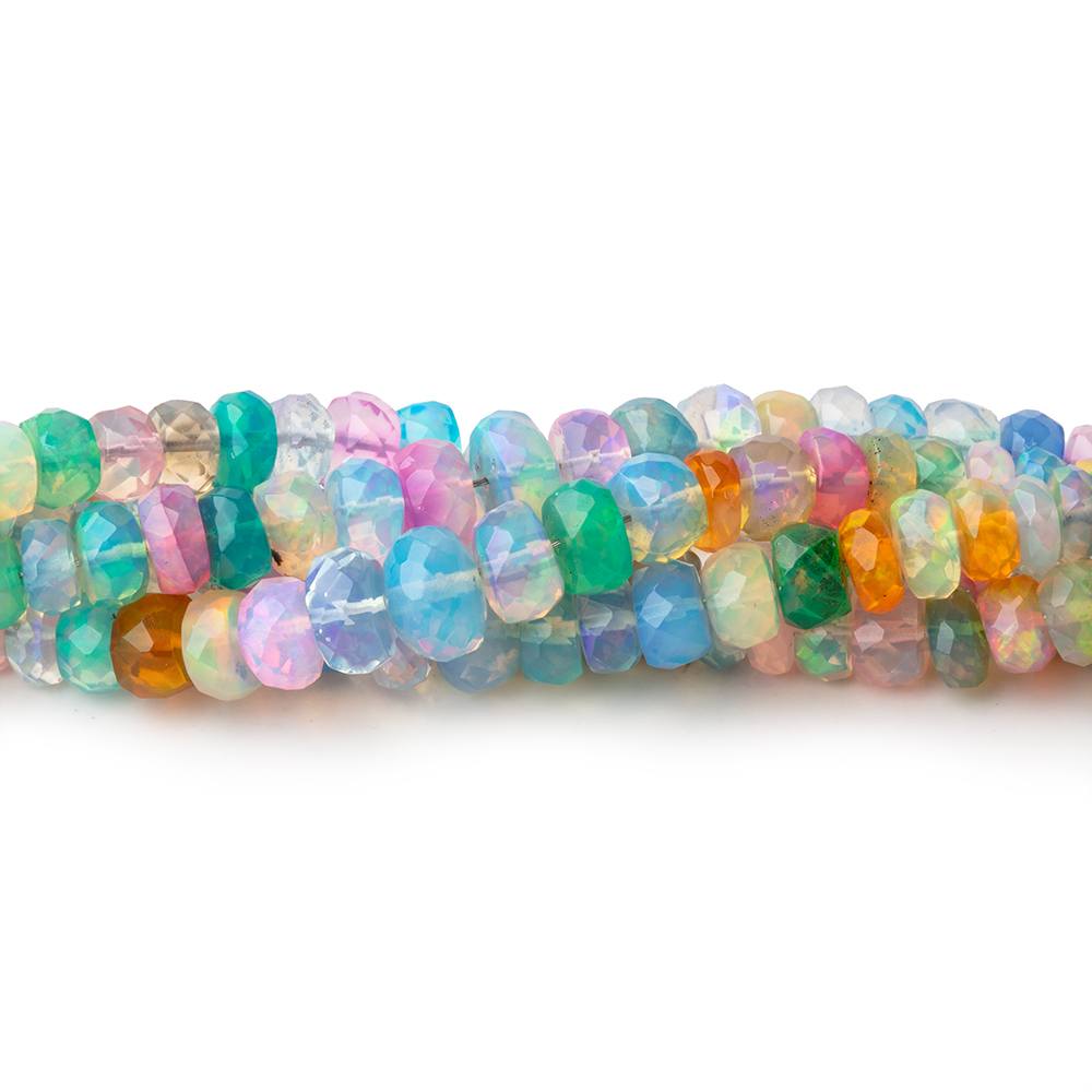 3.5-5.5mm Neon Multi Color Ethiopian Opal Faceted Rondelles 16 inch 172 Beads AA - Beadsofcambay.com