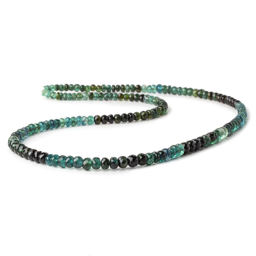 3.5-5mm Indicolite Blue & Chrome Green Tourmaline faceted rondelles 18 inch 158 pieces AA - Beadsofcambay.com