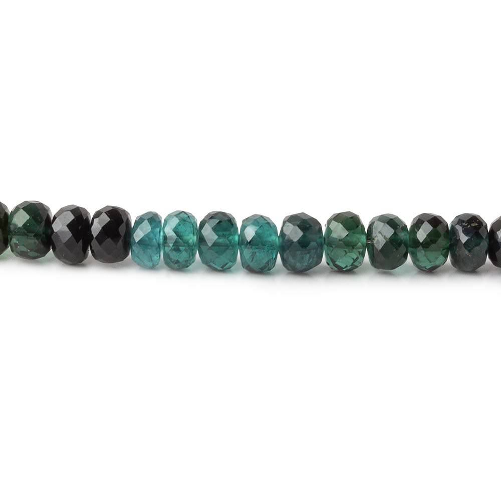 3.5-5mm Indicolite Blue & Chrome Green Tourmaline faceted rondelles 18 inch 158 pieces AA - Beadsofcambay.com