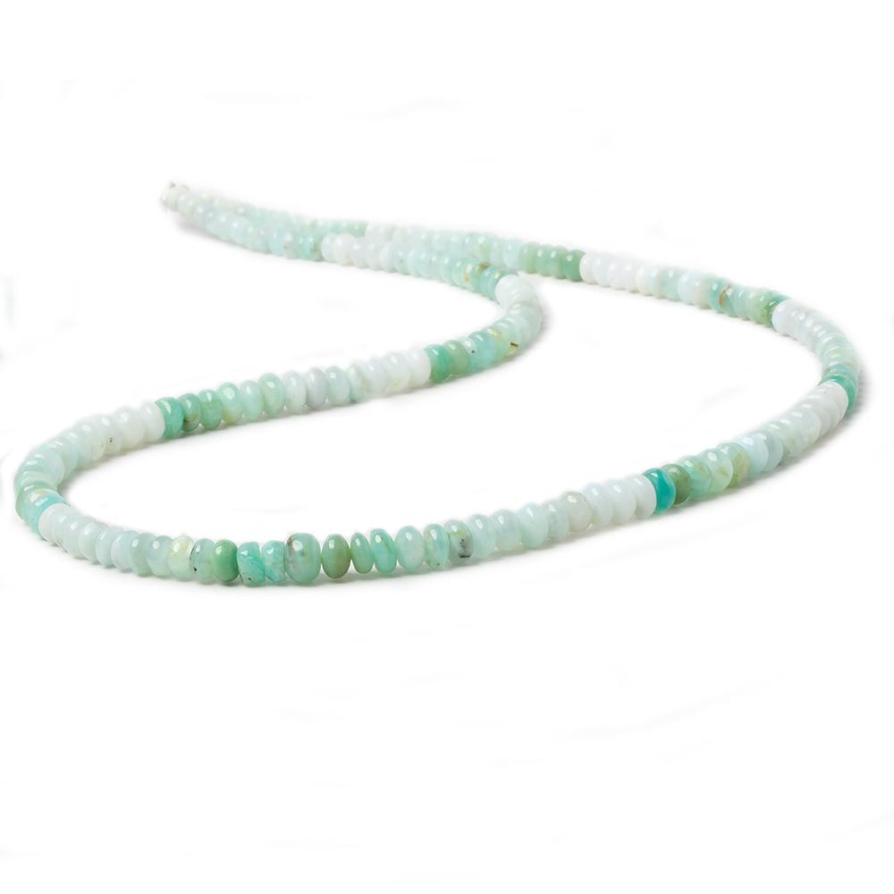 3.5-5mm Mint Blue Peruvian Opal plain rondelle beads 18 inch 167 pieces AA - Beadsofcambay.com