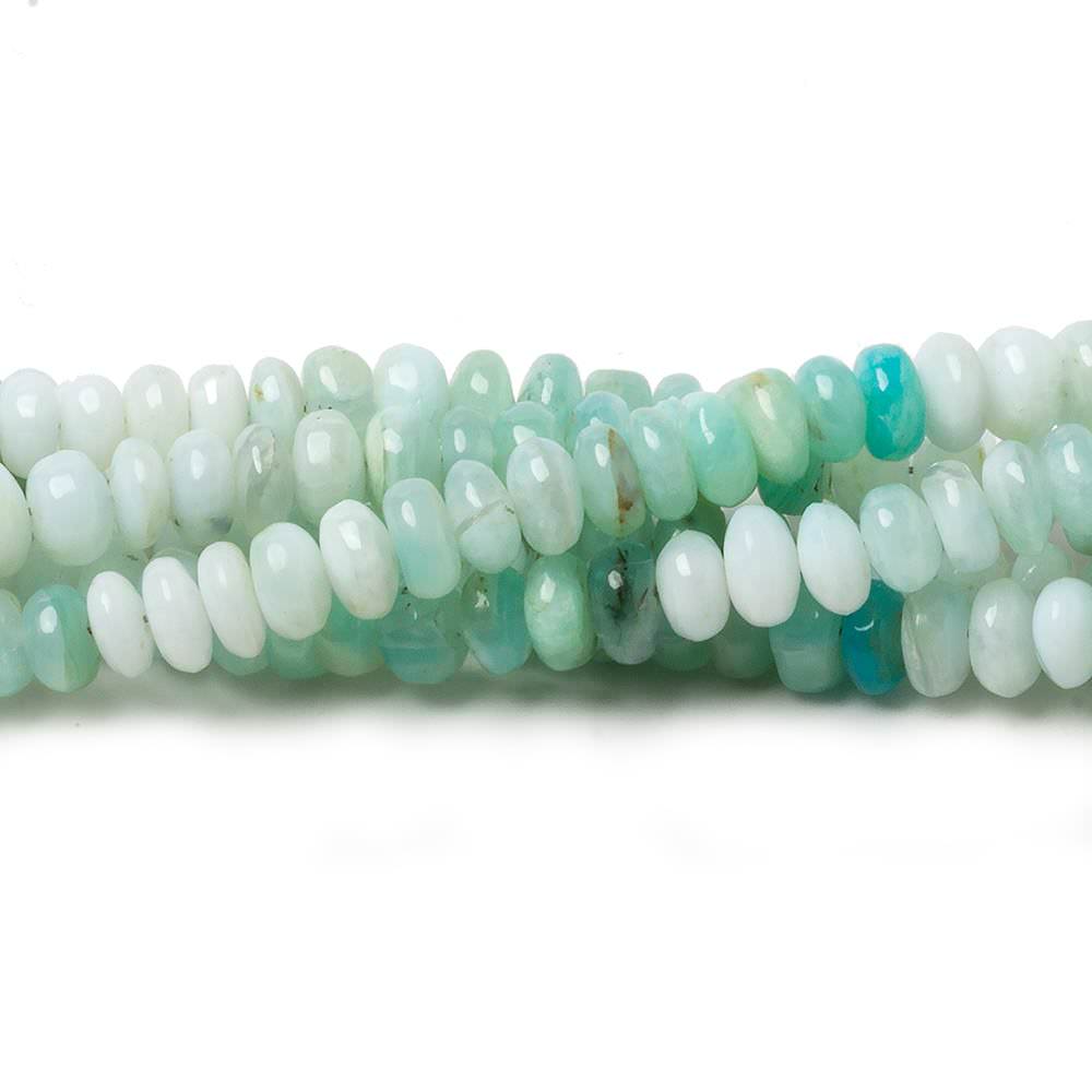 3.5-5mm Mint Blue Peruvian Opal plain rondelle beads 18 inch 167 pieces AA - Beadsofcambay.com