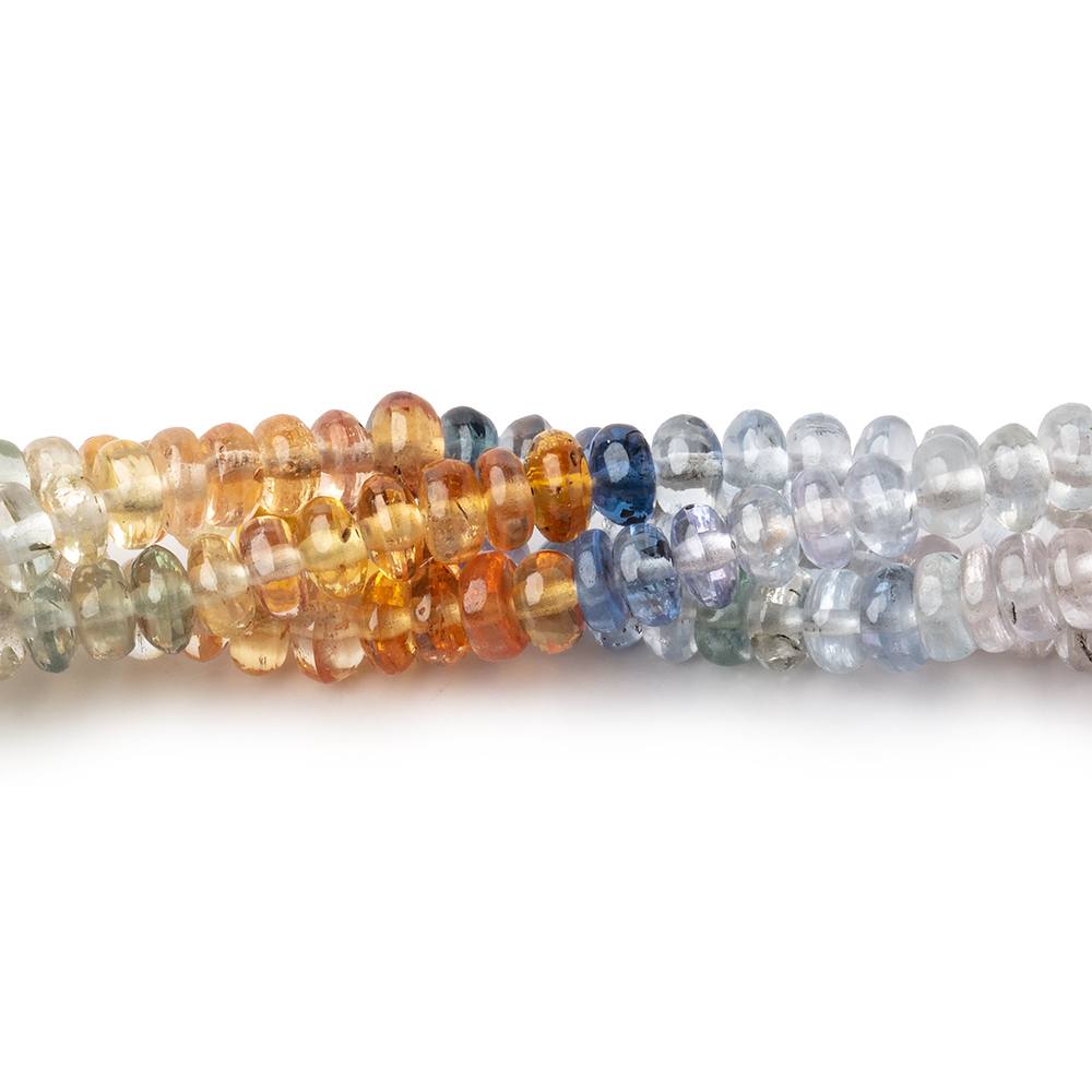 3.5-5mm Multi Color Sapphire Plain Rondelle Beads 18 inch 200 pieces AAA - Beadsofcambay.com