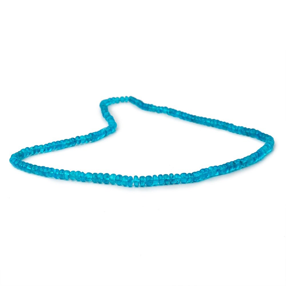 3.5-5mm Neon Blue Apatite Plain Rondelle Beads 18 inch 166 pieces AA - Beadsofcambay.com