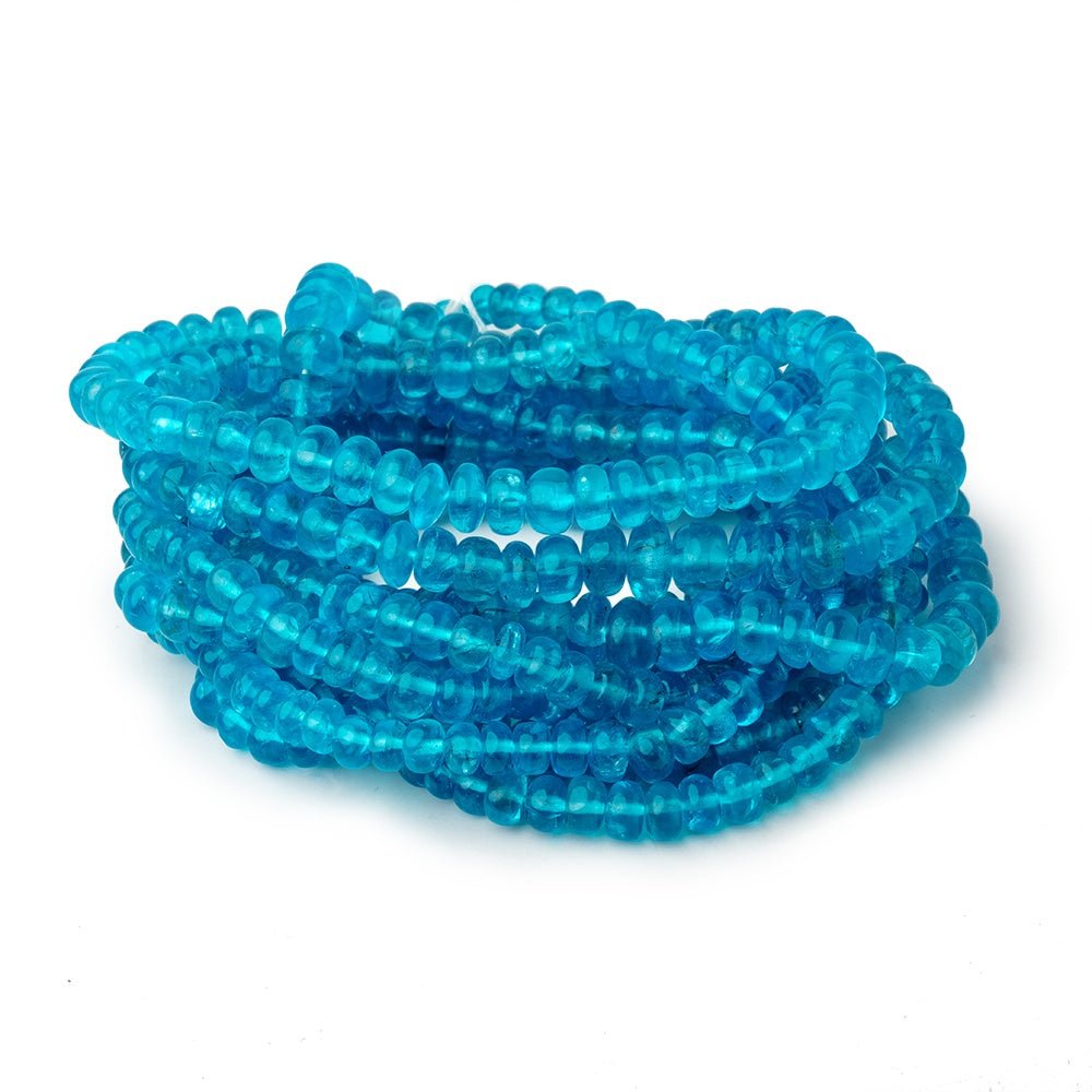 3.5-5mm Neon Blue Apatite Plain Rondelle Beads 18 inch 166 pieces AA - Beadsofcambay.com