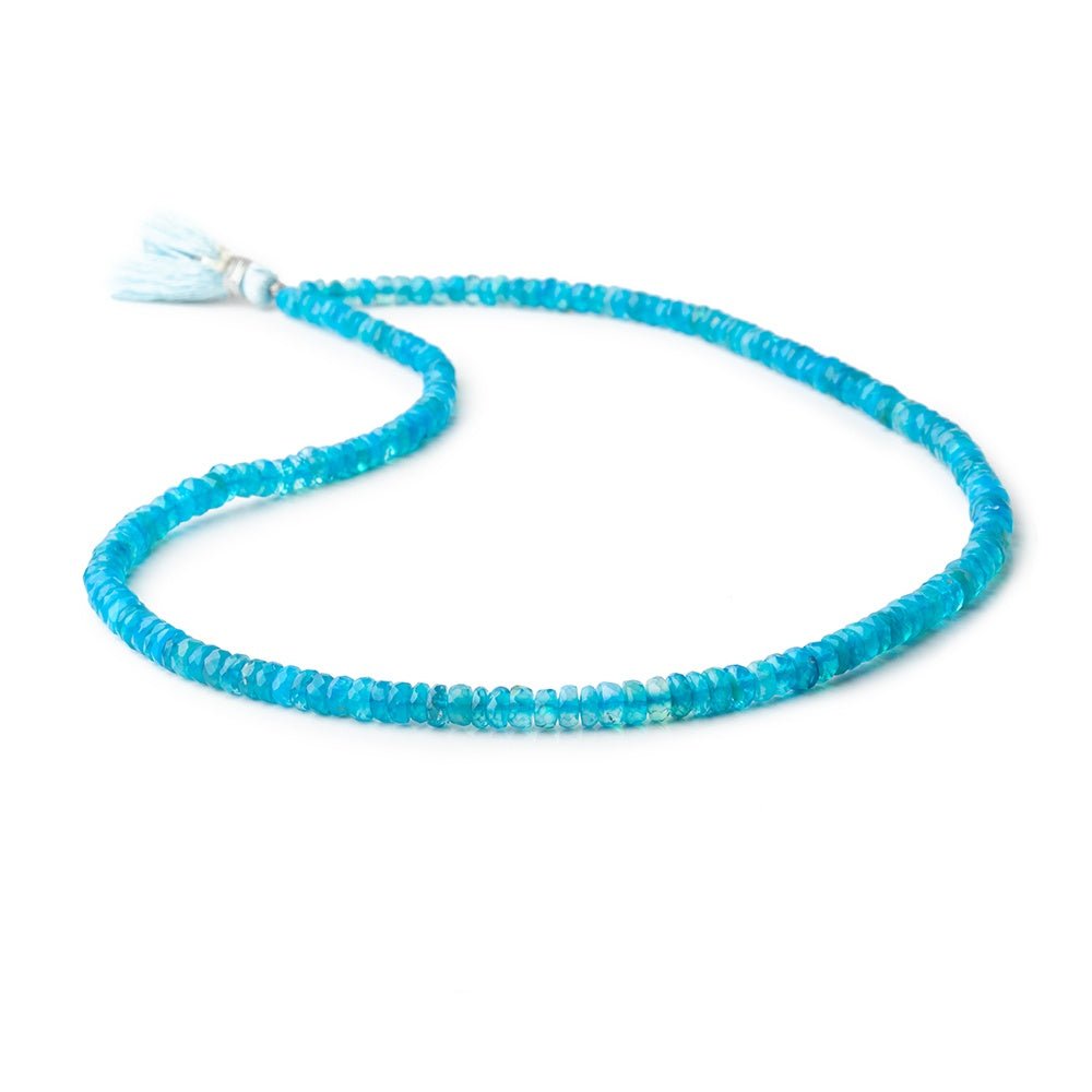 3.5-5mm Neon Blue Ethiopian Opal Faceted Rondelle Beads 16 inch 184 pieces - Beadsofcambay.com