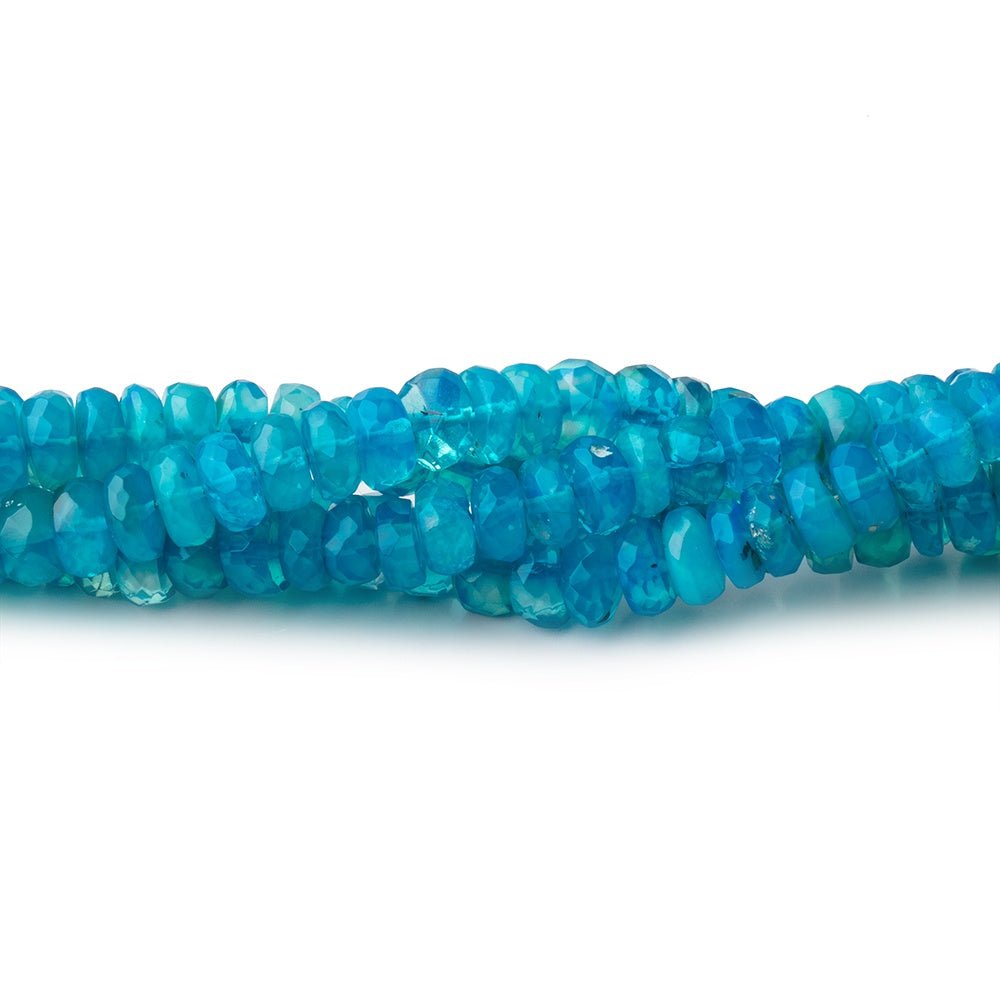 3.5-5mm Neon Blue Ethiopian Opal Faceted Rondelle Beads 16 inch 184 pieces - Beadsofcambay.com