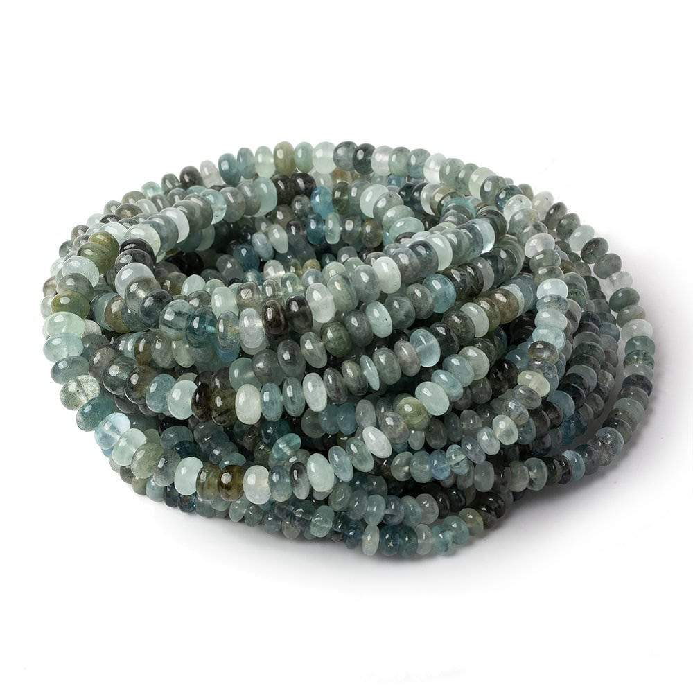 3.5-6.5mm Aqua & Moss Aquamarine plain rondelles 18 inch 155 beads AA - Beadsofcambay.com