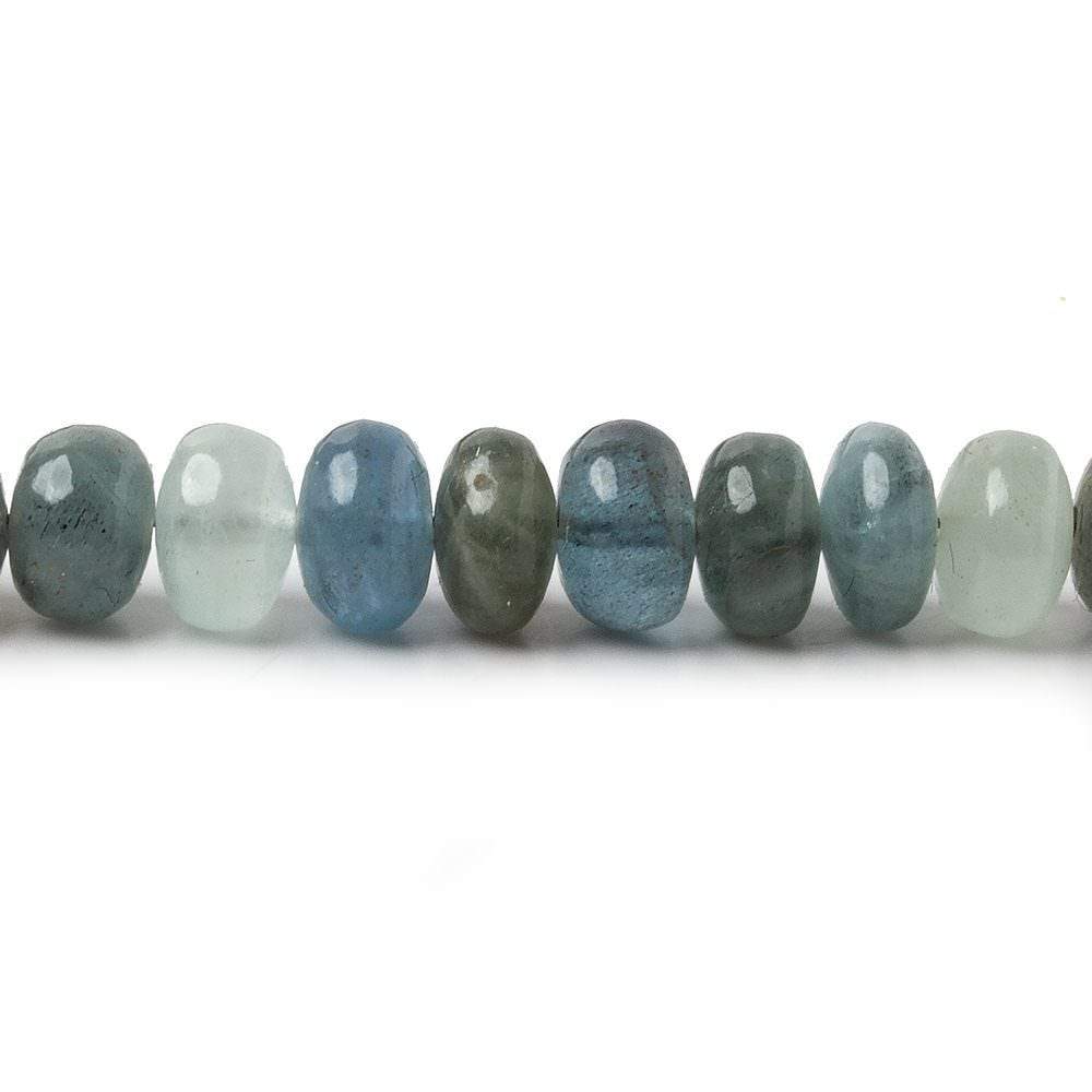 3.5-6.5mm Aqua & Moss Aquamarine plain rondelles 18 inch 155 beads AA - Beadsofcambay.com