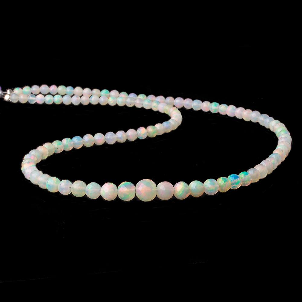 3.5-6.5mm Ethiopian Cream White Opal faceted round beads 16 inch 100 pieces - Beadsofcambay.com