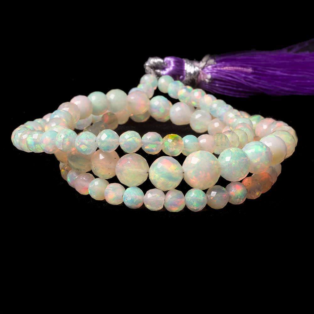 3.5-6.5mm Ethiopian Cream White Opal faceted round beads 17 inch 100 pcs - Beadsofcambay.com