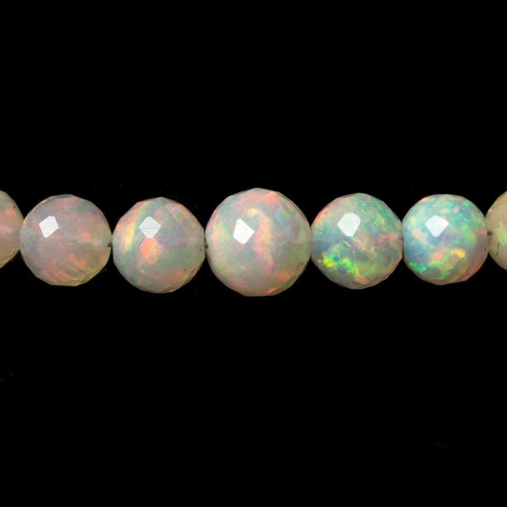 3.5-6.5mm Ethiopian Cream White Opal faceted round beads 17 inch 100 pcs - Beadsofcambay.com