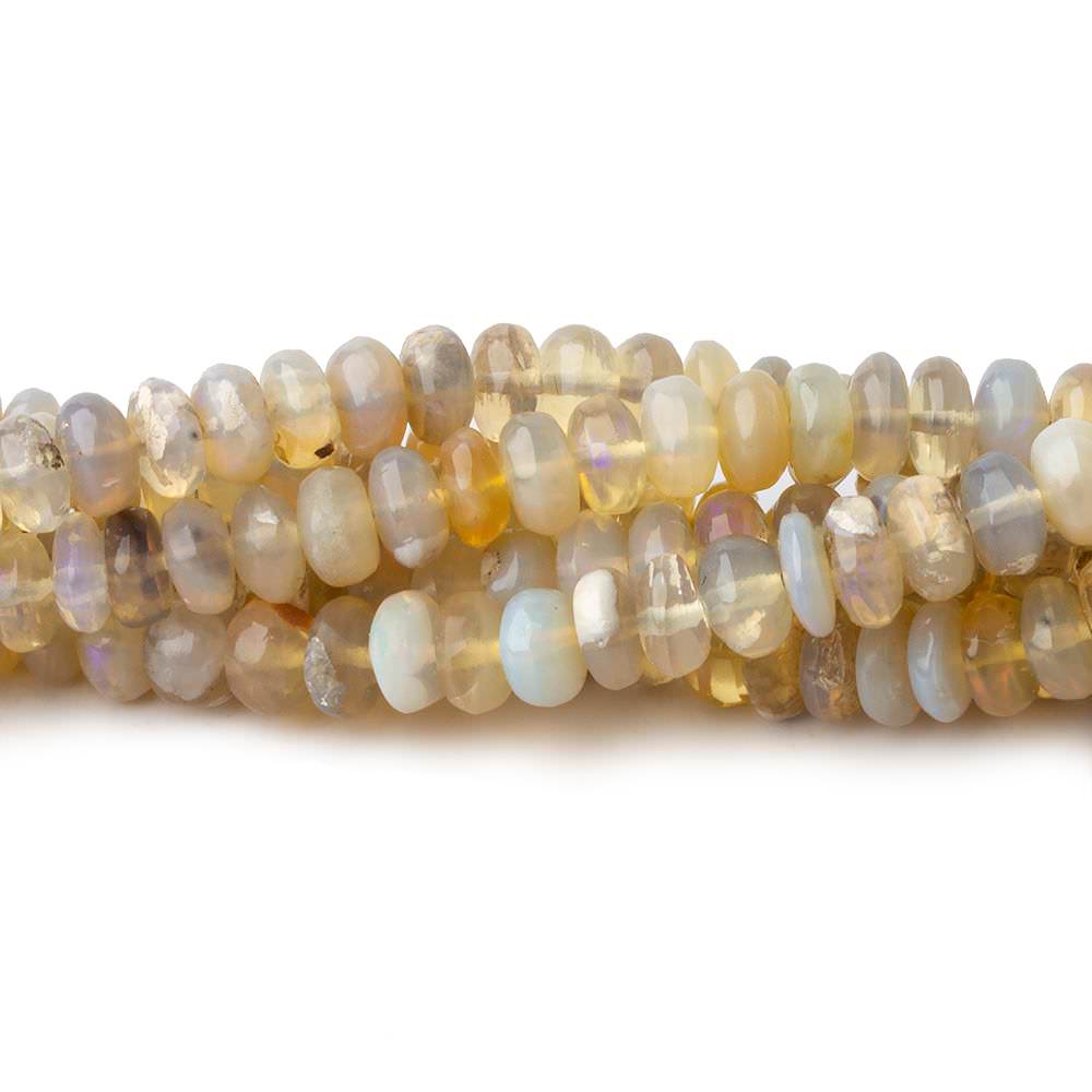 3.5-6mm Cream Australian Opal plain rondelles 18 inch 165 beads - Beadsofcambay.com