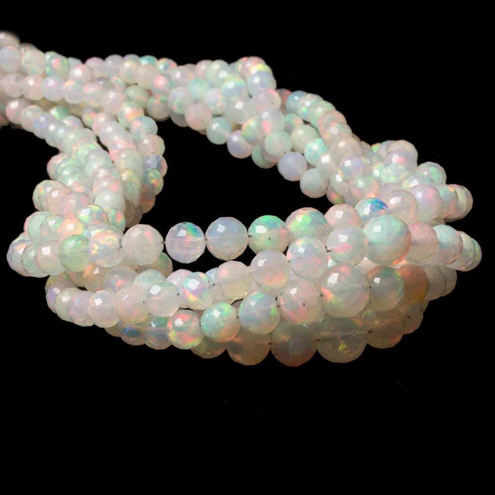 3.5-6mm Ethiopian Cream White Opal faceted round beads 16 inch 100 pcs - Beadsofcambay.com