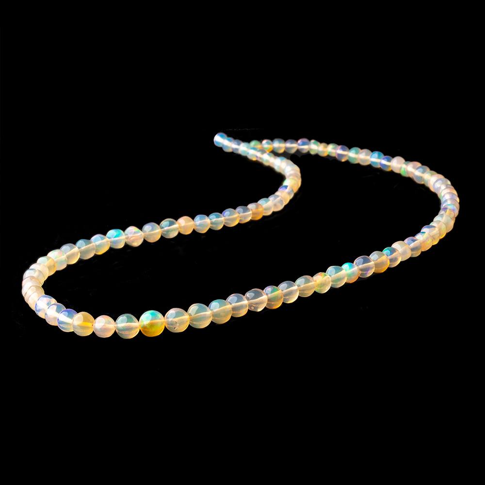 3.5-6mm Golden Ethiopian Opal Plain Round Beads 16 inch 92 pieces AA - Beadsofcambay.com