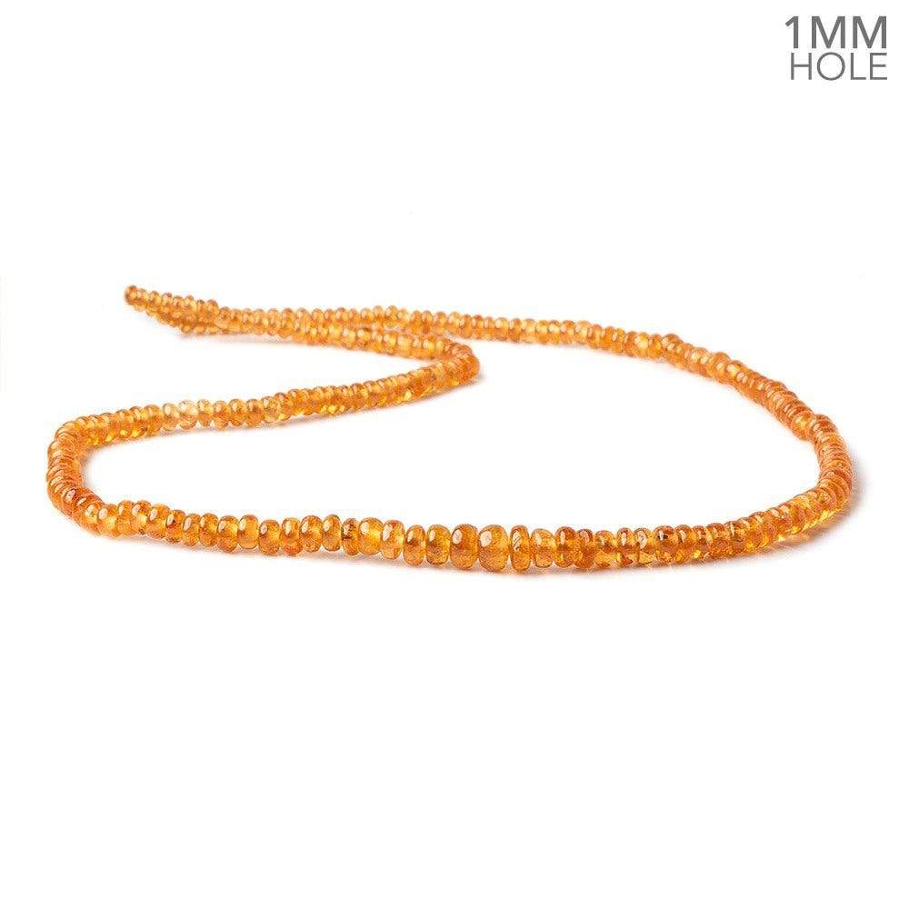 3.5-6mm Mandarin Garnet plain rondelle beads 18 inch 190 pieces 1mm large hole AA - Beadsofcambay.com