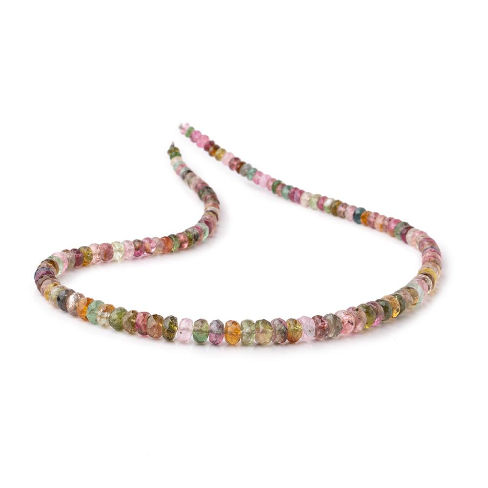 3.5-6mm Multi Color Tourmaline Faceted Rondelle Beads 16 inch 138 pieces - Beadsofcambay.com