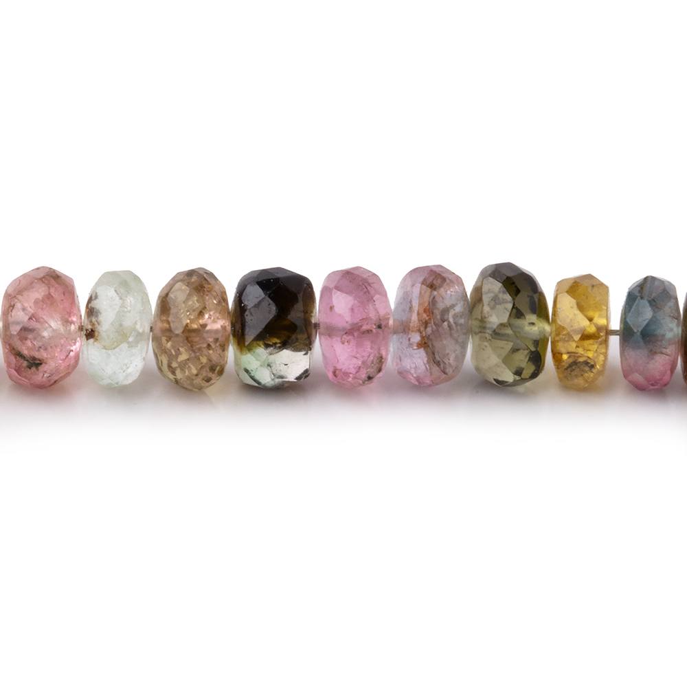 3.5-6mm Multi Color Tourmaline Faceted Rondelle Beads 16 inch 138 pieces - Beadsofcambay.com
