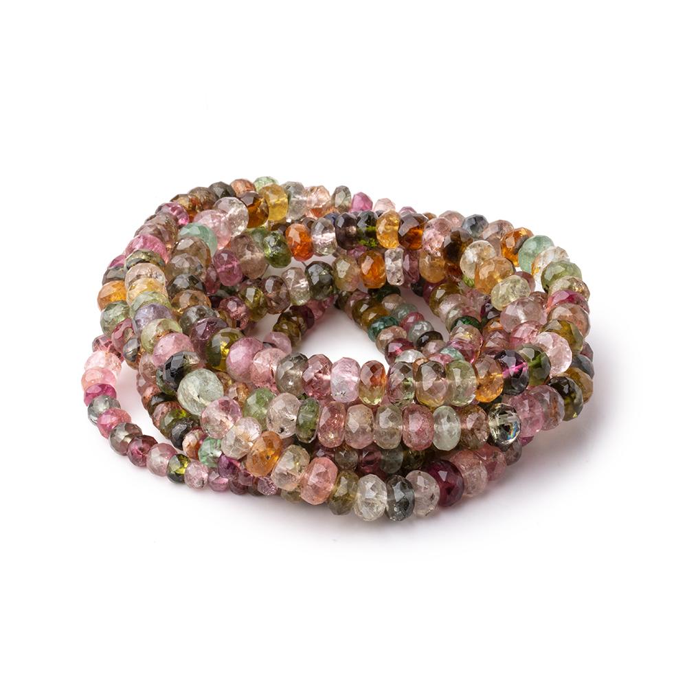 3.5-6mm Multi Color Tourmaline Faceted Rondelle Beads 16 inch 138 pieces - Beadsofcambay.com