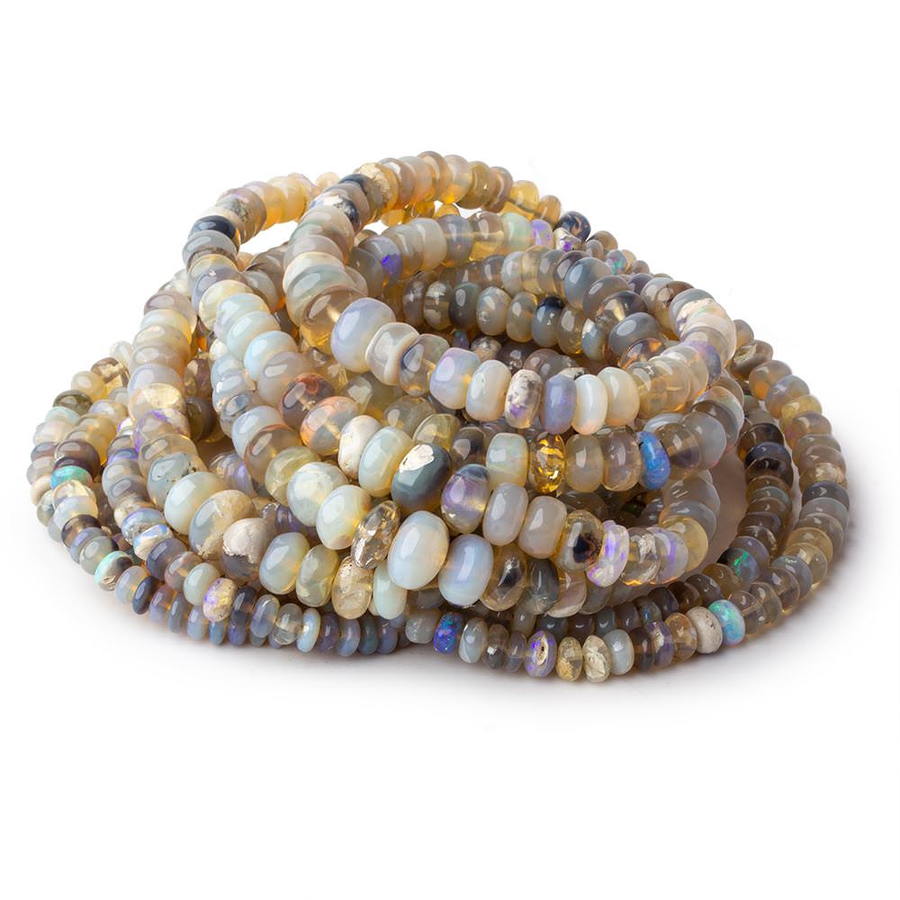 3.5-7.5mm Grey Australian Opal plain rondelles 18 inch 160 beads - Beadsofcambay.com
