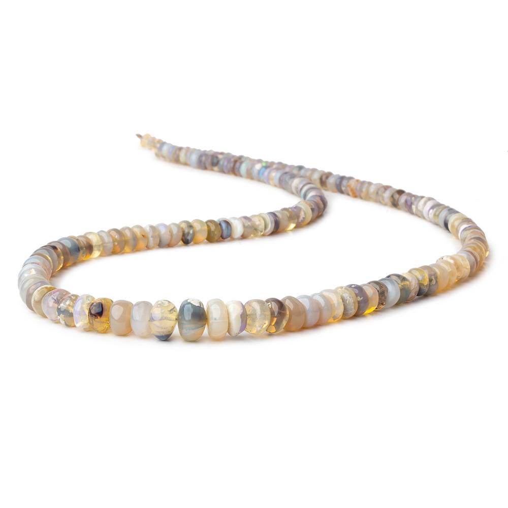 3.5-7.5mm Grey Australian Opal plain rondelles 18 inch 160 beads - Beadsofcambay.com