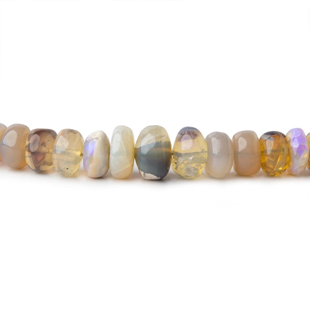 3.5-7.5mm Grey Australian Opal plain rondelles 18 inch 160 beads - Beadsofcambay.com