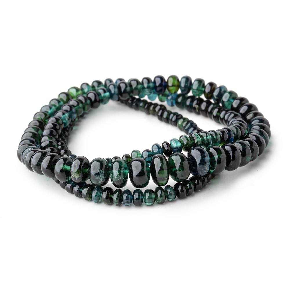 3.5-7.5mm Indicolite Blue & Chrome Green Tourmaline Plain Rondelles 18 inch 170 pieces AA - Beadsofcambay.com