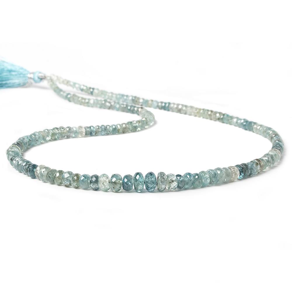 3.5-7mm Shaded Blue Zircon faceted rondelle beads 18 inch 180 pieces - Beadsofcambay.com
