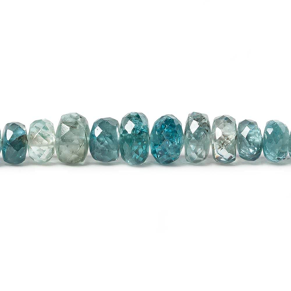 3.5-7mm Shaded Blue Zircon faceted rondelle beads 18 inch 180 pieces - Beadsofcambay.com