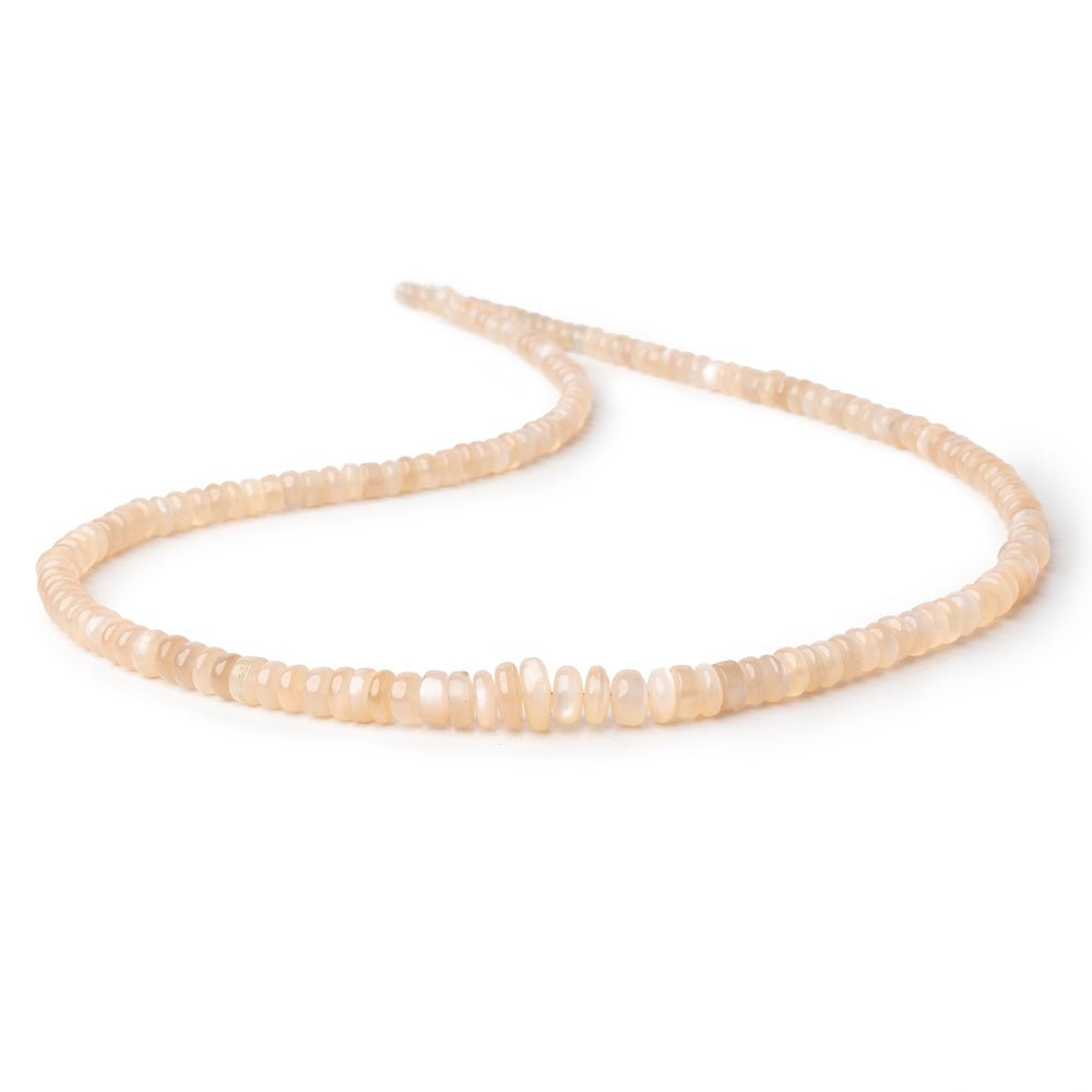 3.5-8.5mm Angel Skin Moonstone Plain Rondelle Beads 18 inch 170 pieces - Beadsofcambay.com