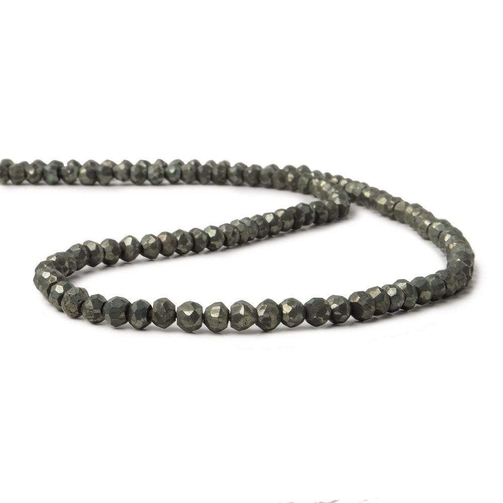 3.5 mm Matte Pyrite Faceted Rondelle 13.25 inch 139 beads - Beadsofcambay.com