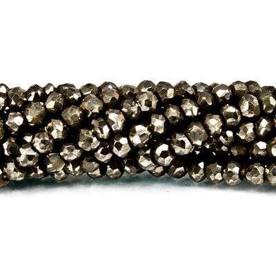 3.5 mm Matte Pyrite Faceted Rondelle 13.25 inch 139 beads - Beadsofcambay.com
